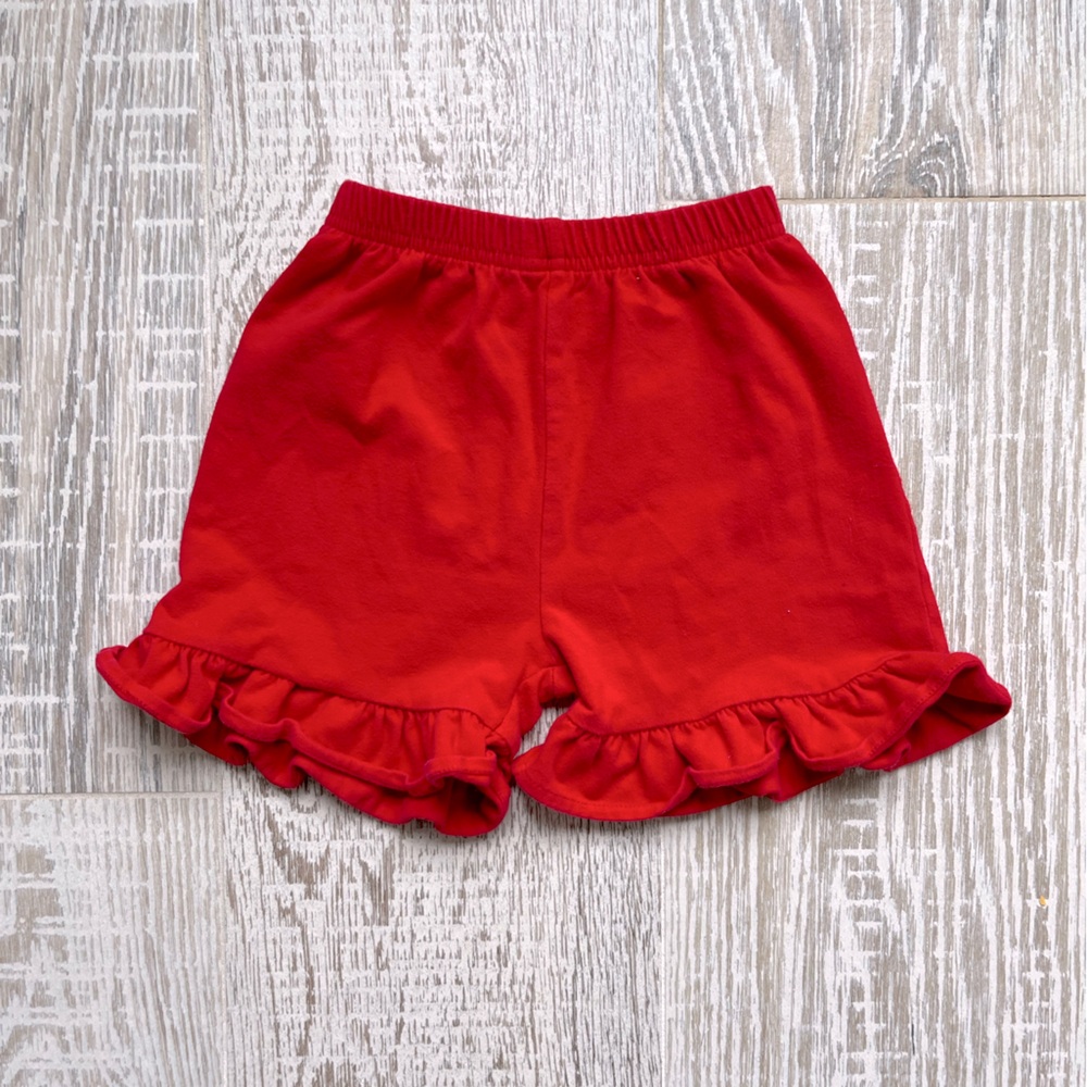 Classic Whimsy Red Toddler Girls Ruffle Shorts, size 4T
